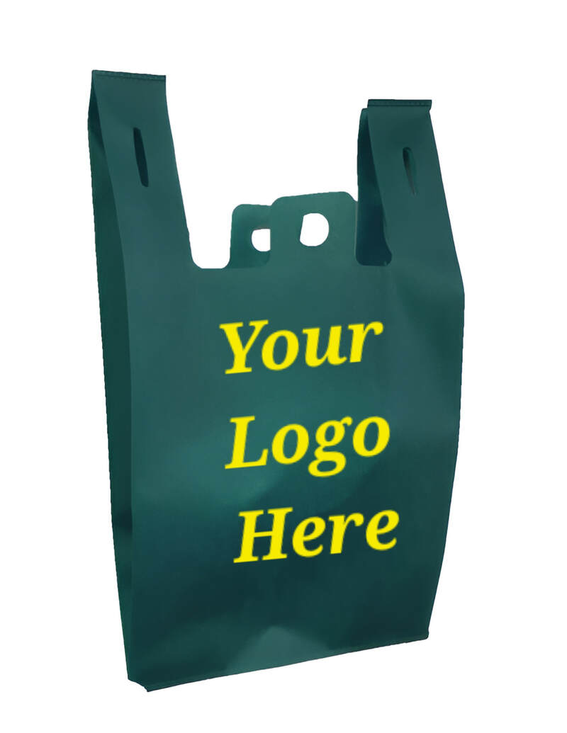Reusable T-Shirt Bags Green - Case 100pcs - With your logo