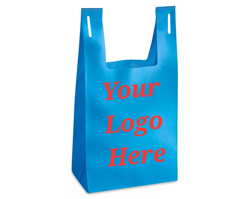 Reusable T-Shirt Bags Blue - Case 100pcs - With your logo