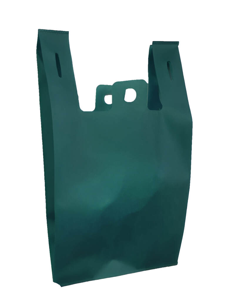 Reusable T-Shirt Bags Green - Case 100pcs